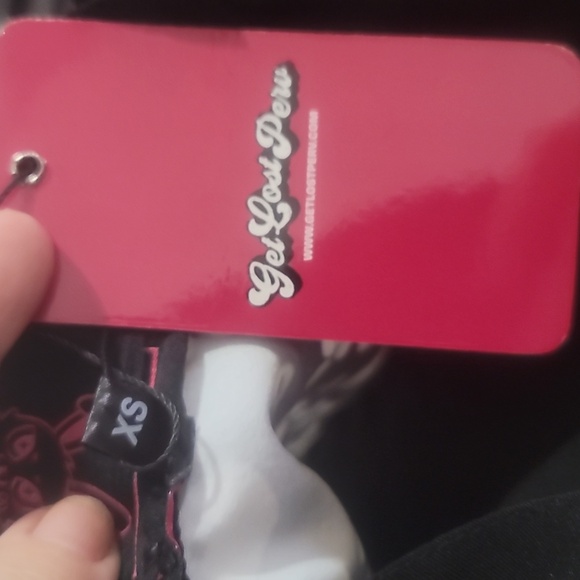 Hot topic skir get lost perv yenny black white flower bunny heart mini xs - Picture 5 of 8